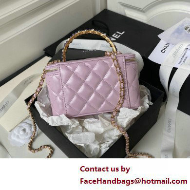 Chanel Shiny Crumpled Lambskin, Imitation Pearls  &  Gold-Tone Metal Clutch with Chain Bag AP3804 Lilac 2025